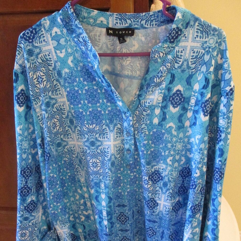 NWOT Women's N Touch Multicolor 3/4 Sleeves Blouse/Top Size: 1X